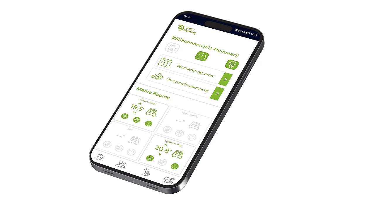 Dashboard der Green Heating App